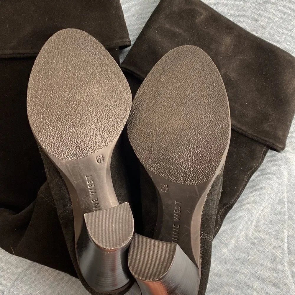 Nine West black over-the-knee heeled boots size 6.5